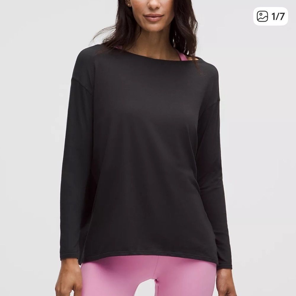 Lululemon Back In Action Long Sleeve Top Nulu Black Womens 12